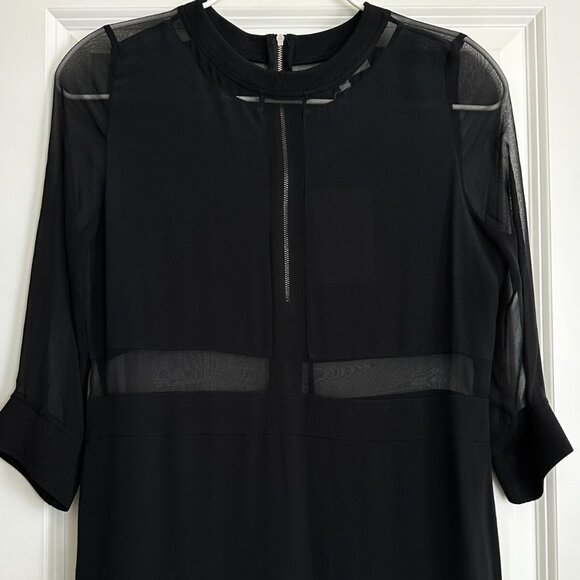 Women's NWT IRO Tina Black Sheer Panel 3/4 Sleeve Dress Size 38 (US 6) - Picture 1 of 12
